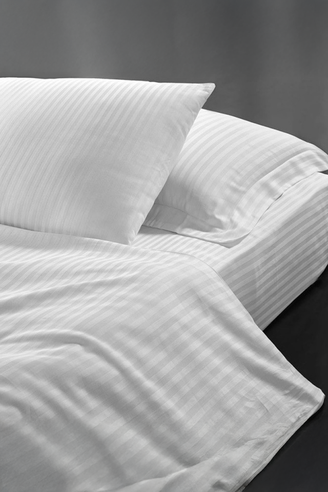 83 Tel Çizgili Pamuk Saten Tek Kişilik Otel Çarşafı